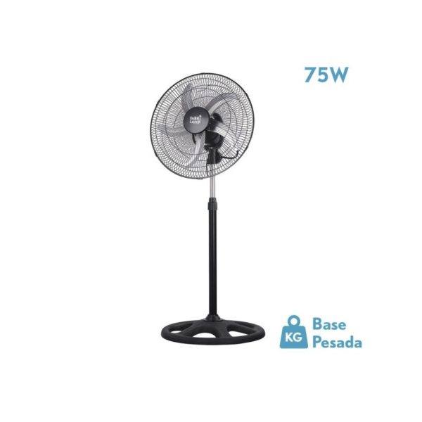VENTILADOR FABRILAMP REFORZADO DE PIE NEGRO 3VEL. 75W ASPA ALUMNIO PLATA