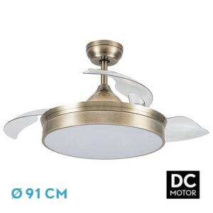 VENTILADOR FABRILAMP CALA DC CUERO 48W 3ASP. DES 91D 6 VELOCIDADES REMOTO+TEMPORIZADOR