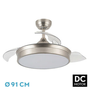VENTILADOR FABRILAMP CALA DC NIQUEL 48W 3ASP. DES 91D 6 VELOCIDADES REMOTO+TEMPORIZADOR