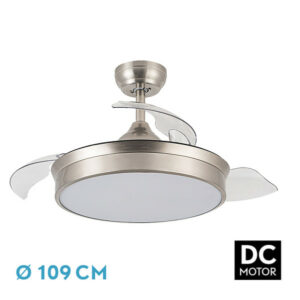 VENTILADOR FABRILAMP CALA DC NIQUEL 72W 3ASP.DESP109D 6VELOCIDADES REMOTO,TEMPORIZADOR