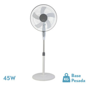 VENTILADOR FABRILAMP DE PIE BELMONTE BLANCO/GRIS 3VEL. 45W 5ASPAS ORIENTABLE, FIJO Y ROTATORIO