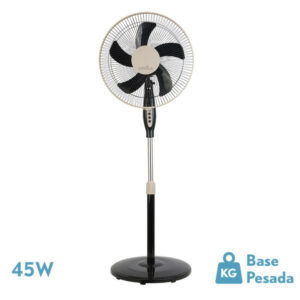 VENTILADOR FABRILAMP DE PIE BELMONTE NEGRO/BEIGE 3VEL. 45W 5ASPAS ORIENTABLE, FIJO Y ROTATORIO