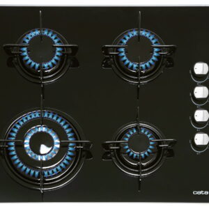 PLACA CATA CIB6031BK CRISTAL 4 FUEGOS NEGRA