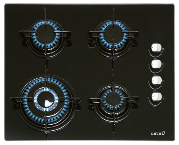 PLACA CATA CIB6031BK CRISTAL 4 FUEGOS NEGRA