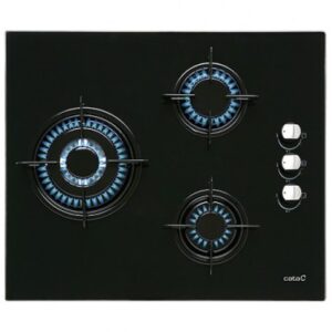 PLACA CATA CIB6021BK CRISTAL GAS 3 FUEGOS NEGRA